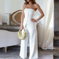 Off-shoulder Sleeveless Single-breasted Slim-fitting Straight Pants Suit null