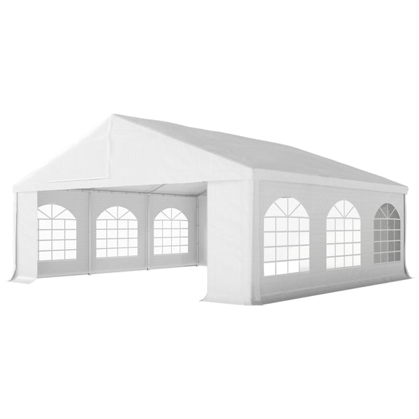 Wooden gazebo with open sides and a shingled roof, surrounded by lush greenery in a garden setting
