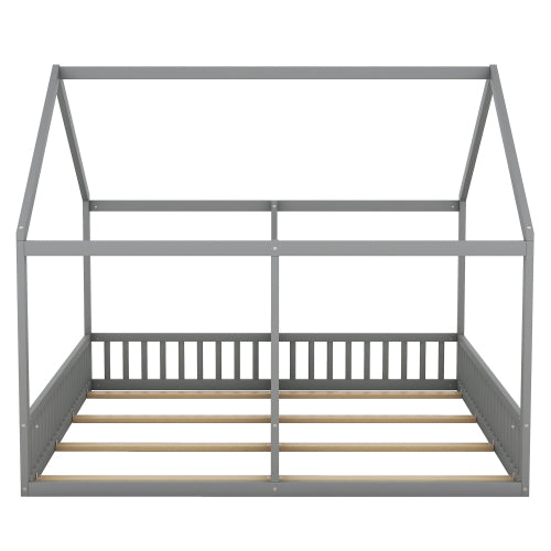 Twin Size Double Montessori House Bed with Shared Guardrails - Morderncharm store