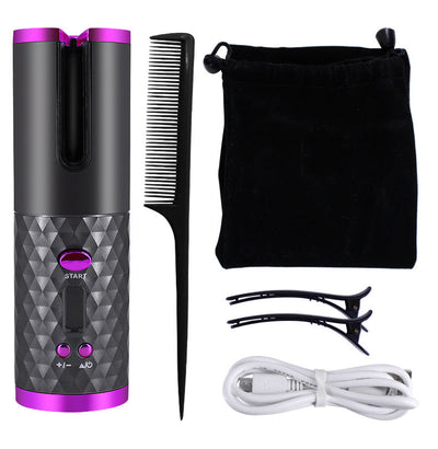 Rechargeable Automatic Hair Curler Women Portable Hair Curling Iron LCD Display Ceramic Curly Rotating Curling Wave Styer null