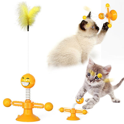 Cat Rotating Windmill Multi-Function Toys Itch Scratching Device Teeth Shining Toy null