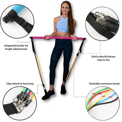 Fitness Yoga Pilates Bar Portable Gym Accessories Sport Elastic Bodybuilding Resistance Bands For Home Trainer Workout Equipment null