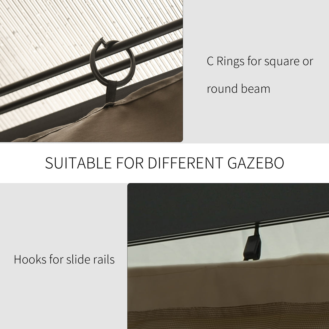 9.84' X 11.8' Gazebo Sidewall Set With Hooks/C-Rings, Brown - Morderncharm store