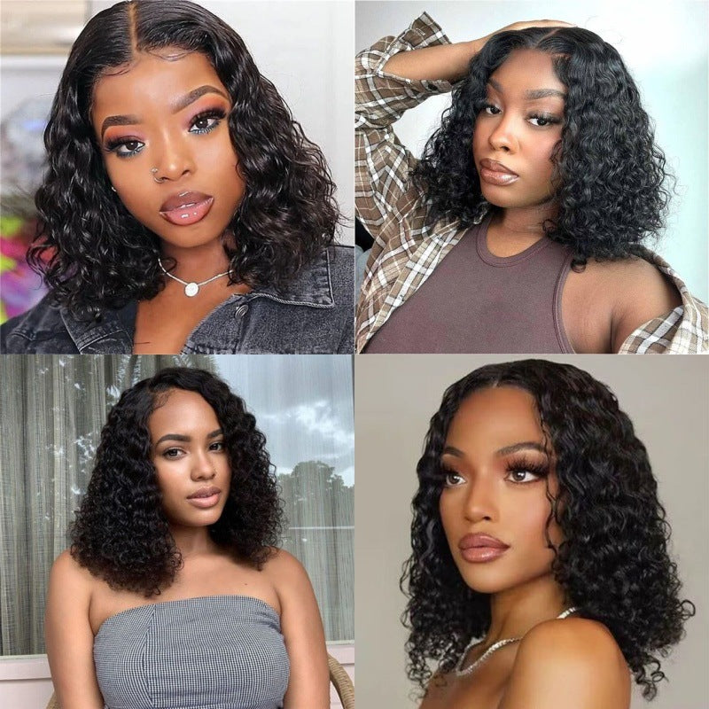 Frontal Human Hair Double Suction Water Wave BOB Wig null