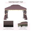 Aluminum 10x13 gazebo patio canopy with double roof, netting, and curtains for outdoor shelter and shade.