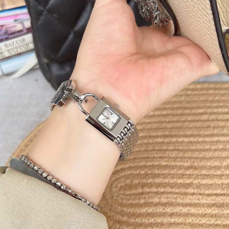 Luxury Gold-Tone Padlock Bracelet Watch