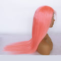Human Hair 13x4 Front Lace Light Pink Straight Stripe Wig Headband null