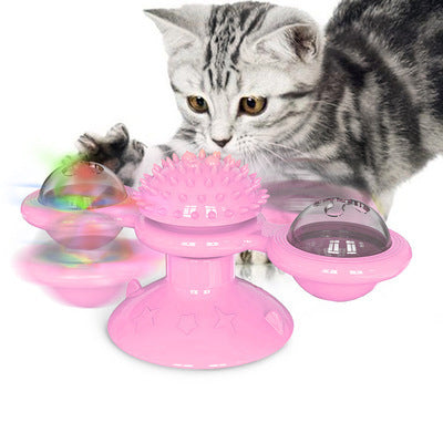 Cat Rotating Windmill Multi-Function Toys Itch Scratching Device Teeth Shining Toy null