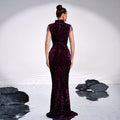 Long Sleeve Square-neck Banquet Sequined Rhinestone Fishtail Dress null