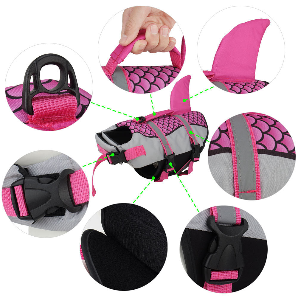 Swim Pet Dog Life Jacket Vest Clothes Life Vest Collar Harness Pets Swimming Summer Swimwear Scales Shark Pet Products null
