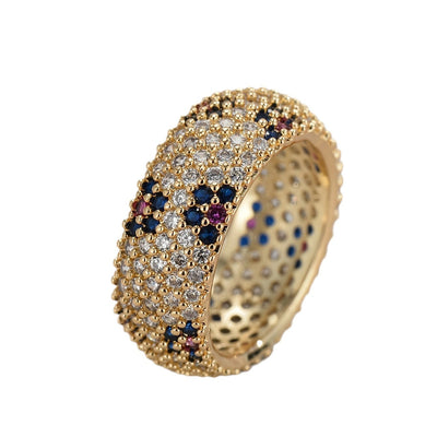 Live Broadcast Cross-border Hot Selling Full Diamond Color Zirconium Ring null