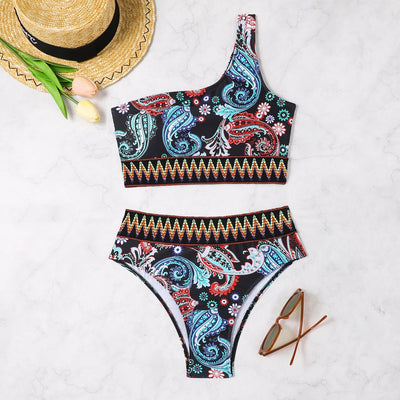 Women's One-shoulder High Waist Bikini Swimsuit null