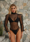 Three piece swimsuit mesh long sleeve bikini null