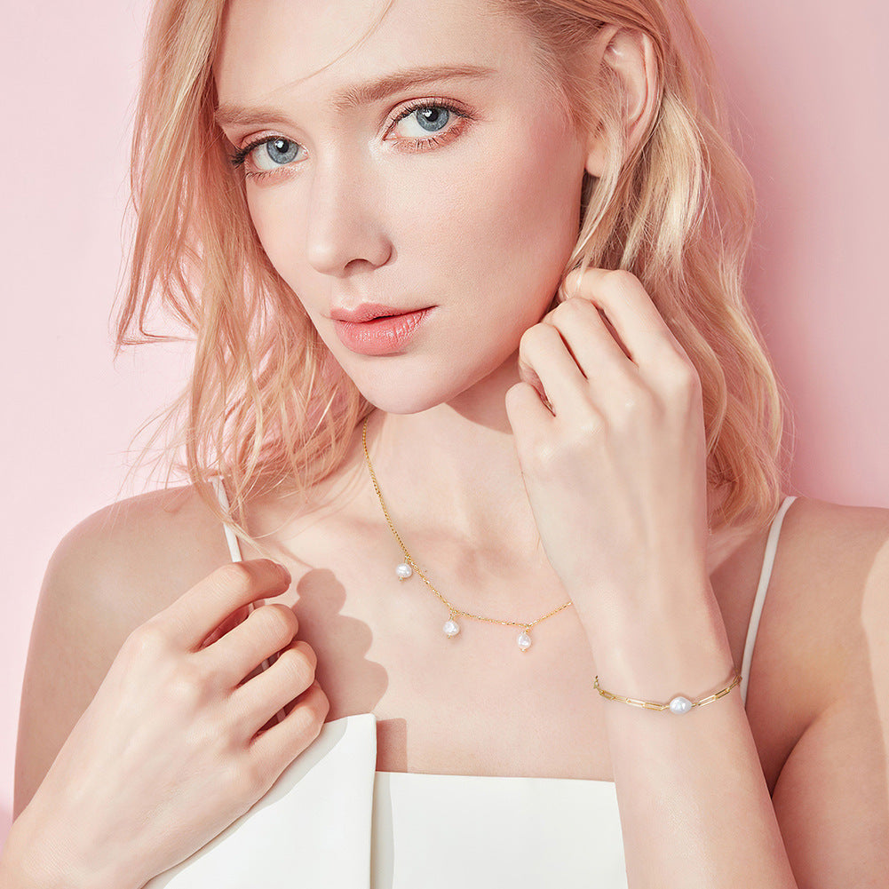 S925 Sterling Silver Necklace Natural Freshwater Pearl null