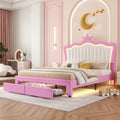 Princess crown LED bed with illuminated crown headboard, showcasing a whimsical, fairy-tale-inspired bedroom decor piece.