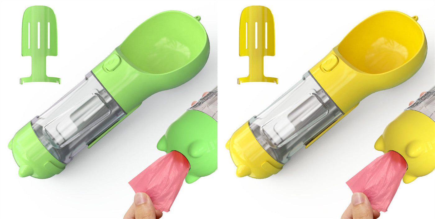 Pet Water Bottle Feeder Bowl Garbage Bag Storage Portable Pet Outdoor Travel 3 In 1 Dog Water Bottle null