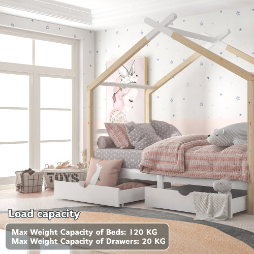 Modern Montessori House Bed with Underbed Storage Drawers