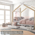 Modern Montessori House Bed with Underbed Storage Drawers - Morderncharm store