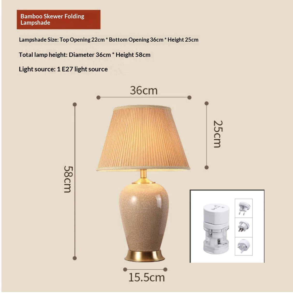 Jingdezhen Camphor Wood Ceramic American-Style Minimalist Chinese Table Lamp - Morderncharm store