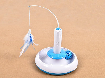 Yili electric pettoys 360 degree rotation interactive toycat turntable can reprovision feathers null
