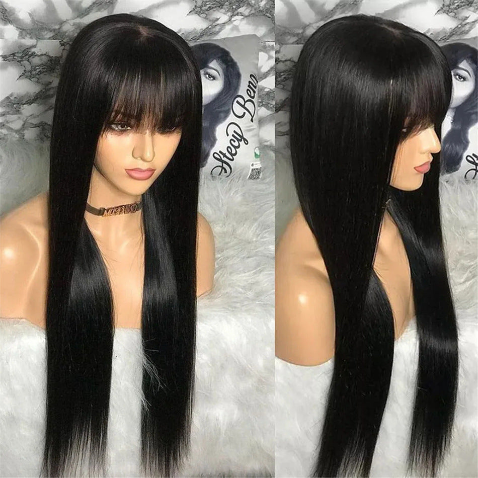 European And American Style Bangs Headgear Human Hair Wig Full Mechanism Headgear Fringe Wig null