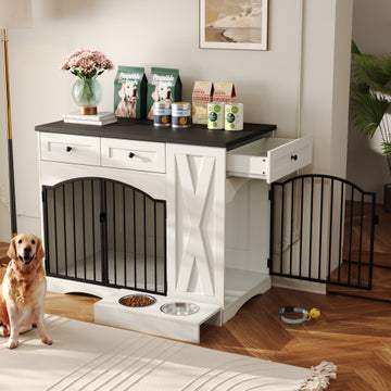 Smart Pet™ 3-in-1 Furniture Dog Crate and feeding station