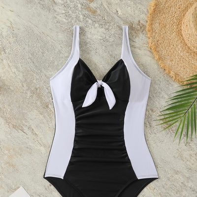 Classic Black And White Contrast Color Fit Swimsuit null