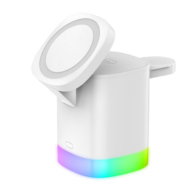 3 In 1 Magnetic Wireless Fast Charger For Smart Phone RGB Ambient Light Charging Station For Airpods IWatch null