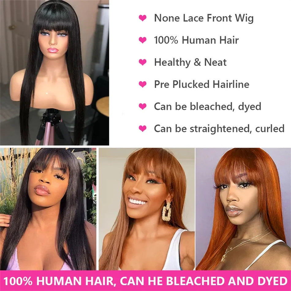 European And American Style Bangs Headgear Human Hair Wig Full Mechanism Headgear Fringe Wig null