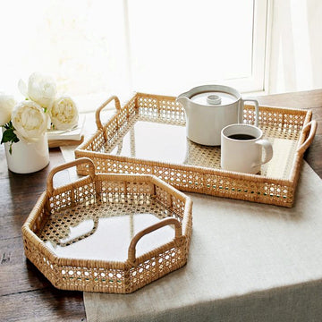 Tea Table Storage Rattan Desktop Storage Box Tray null