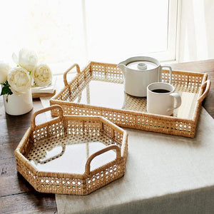 Tea Table Storage Rattan Desktop Storage Box Tray null