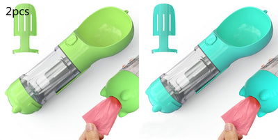 Pet Water Bottle Feeder Bowl Garbage Bag Storage Portable Pet Outdoor Travel 3 In 1 Dog Water Bottle null