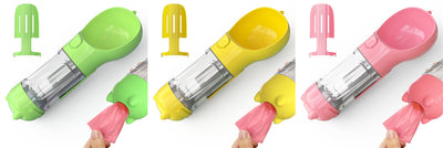 Pet Water Bottle Feeder Bowl Garbage Bag Storage Portable Pet Outdoor Travel 3 In 1 Dog Water Bottle null