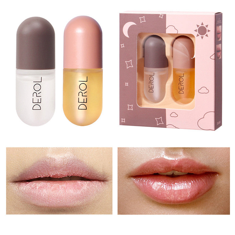 Day Night Instant Volume Lip Plumper Oil Clear Lasting Nourishing Repairing Reduce Lip Fine Line Care Lip Beauty Cosmetic null