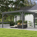 10' x 12' Outdoor Wooden Pergola, Grape Vine Gazebo with Concrete Anchors for Garden, Patio, Backyard, Deck, Gray - Morderncharm store