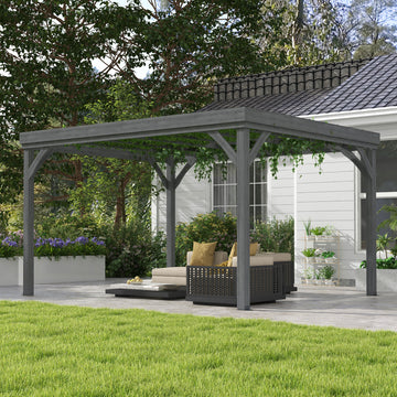 10' x 12' Outdoor Wooden Pergola, Grape Vine Gazebo with Concrete Anchors for Garden, Patio, Backyard, Deck, Gray - Morderncharm store