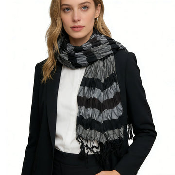 Textured Zig-Zag Stripe Scarf