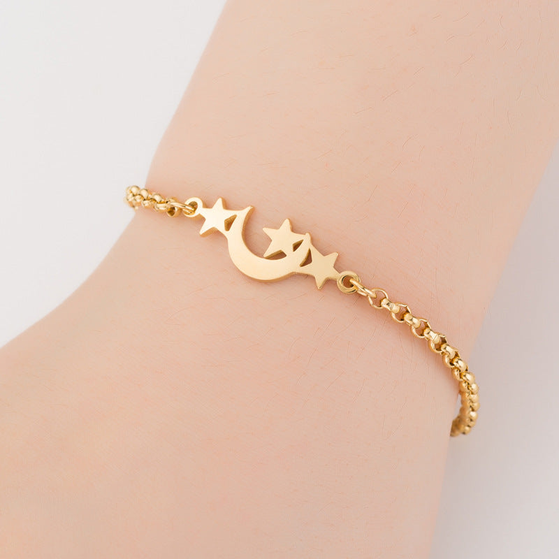 Stainless steel Xingyue bracelet featuring sleek, polished design with intricate links, ideal for stylish and durable jewelry.