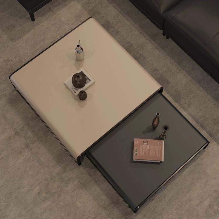 Telescopic Household Iron Art Leather Face Rectangular Coffee Table null