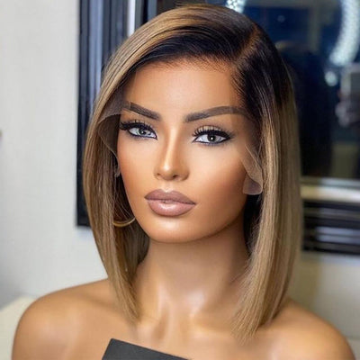 Lace Front Human Hair Wig Straight Short H Air null