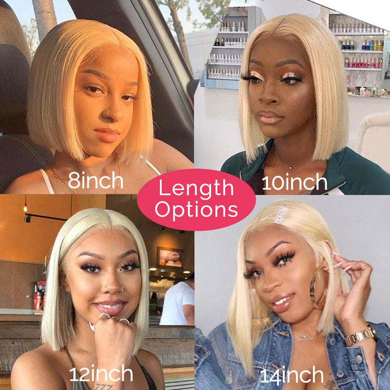613 Blonde Bob Wig Short Straight Human Hair Wigs For Women null