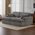 Double Chaise Lounge Chair Indoor,Oversized Upholstered Sleeper Cloud Couch,Deep Seat Luxury Sofa Bed,Sectional Sofa Chaise Love-seat,Corduroy Reading Chair For Living Room,No Assembly Required,Grey - Morderncharm store
