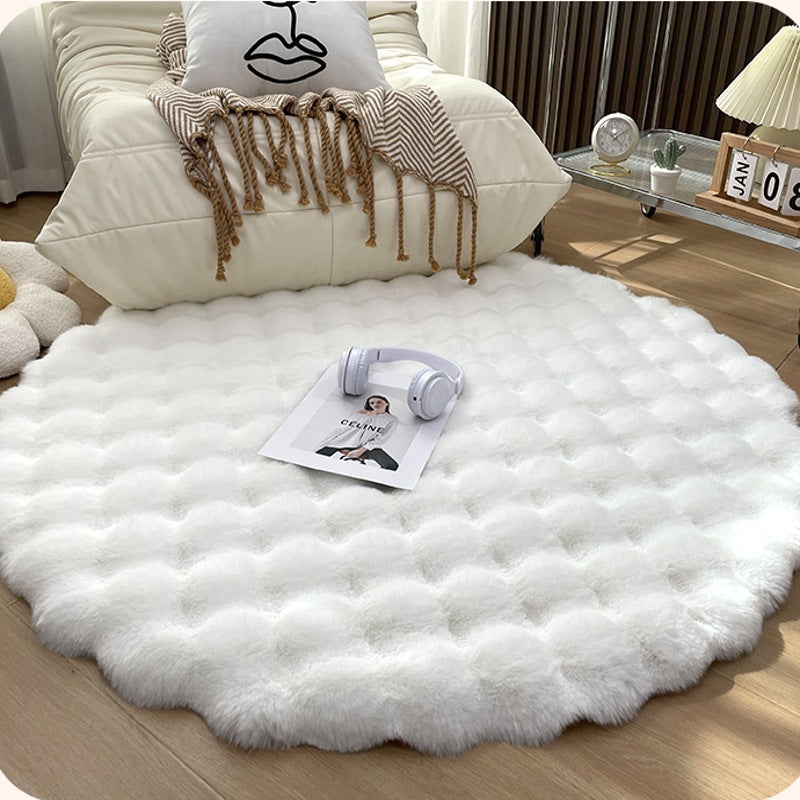 Plush Round Carpet Sofa Living Room Coffee Table Bedroom Cloakroom Dressing Table Carpet White Round Mat null