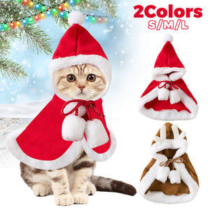 Cat Christmas Outfits, Dog Cat Santa Claus Outfit, Soft And Thick Xmas Cape With Hat, Christmas Cat Dog Costume Pet Cape, Cat Christmas Costumes For Cats, Medium Cat Cape For Cats null