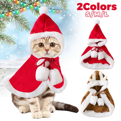 Cat Christmas Outfits, Dog Cat Santa Claus Outfit, Soft And Thick Xmas Cape With Hat, Christmas Cat Dog Costume Pet Cape, Cat Christmas Costumes For Cats, Medium Cat Cape For Cats null