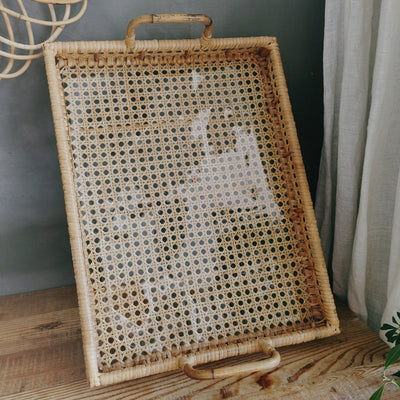Tea Table Storage Rattan Desktop Storage Box Tray null