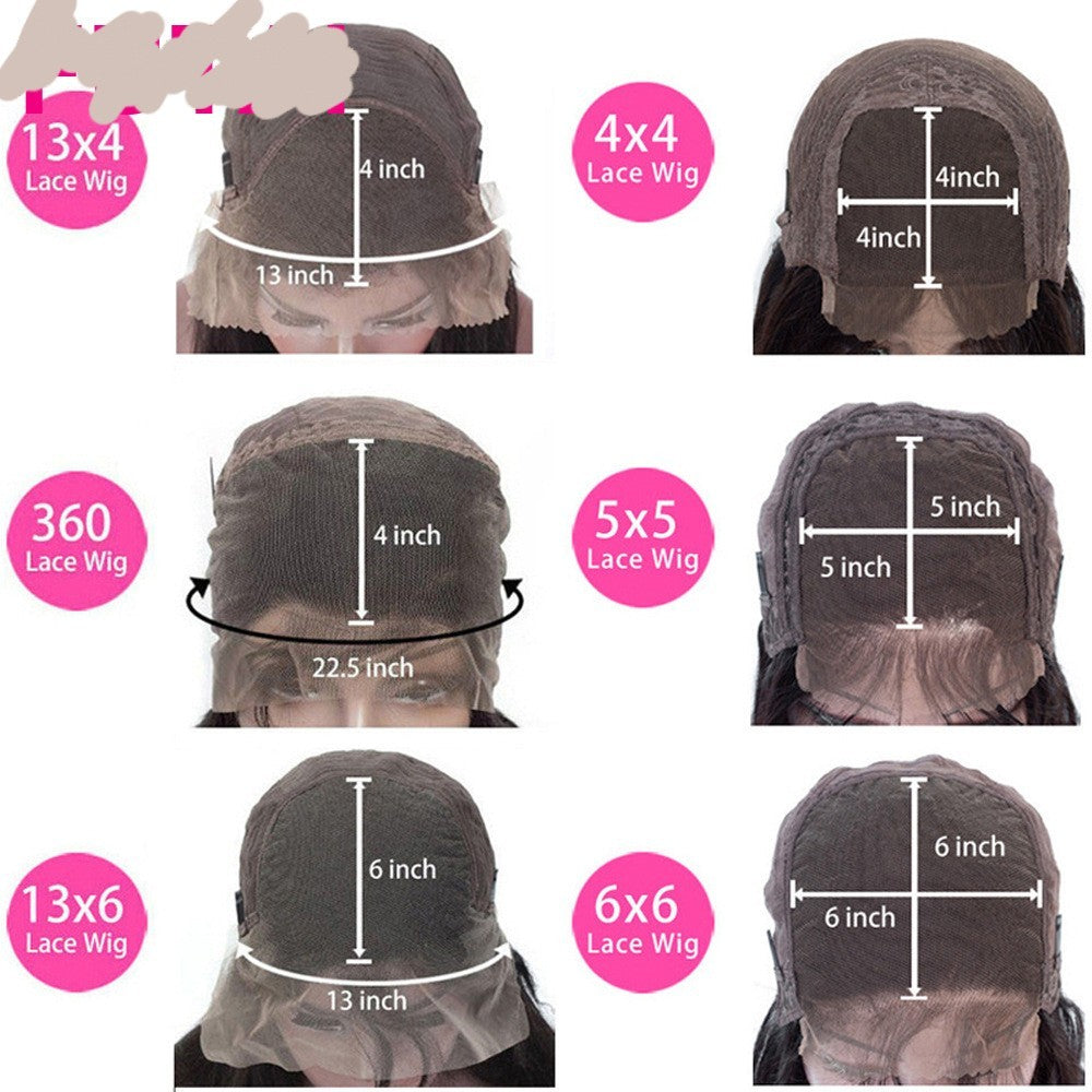 Real Human Hair Lace Wig Set Straight Hair Black Medium Length null