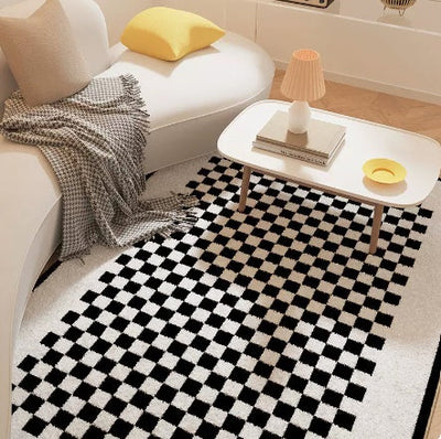 Living Room Carpet Checkerboard Bedroom Floor Cushion Sofa Coffee Table Blanket Dirt Resistant null