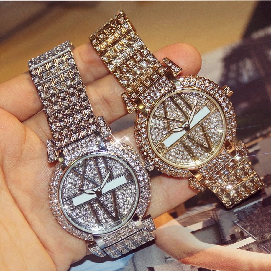 Luxury Diamond Women Watches Fashion Brand Stainless Steel Bracelet Wrist Watch Women Design Quartz Watch Clock relogio feminino null