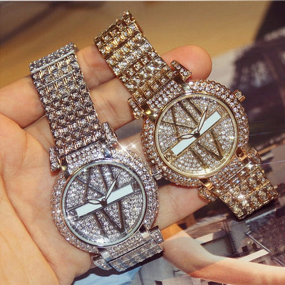 Luxury Diamond Women Watches Fashion Brand Stainless Steel Bracelet Wrist Watch Women Design Quartz Watch Clock relogio feminino null